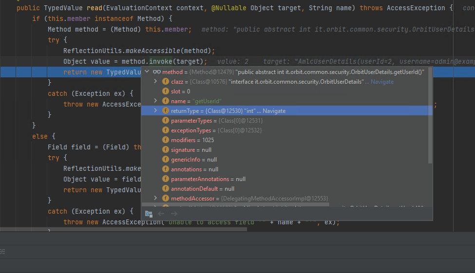 debug of getUserId method