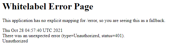 Spring Security Why whitelabel error page is not a result of a security breach