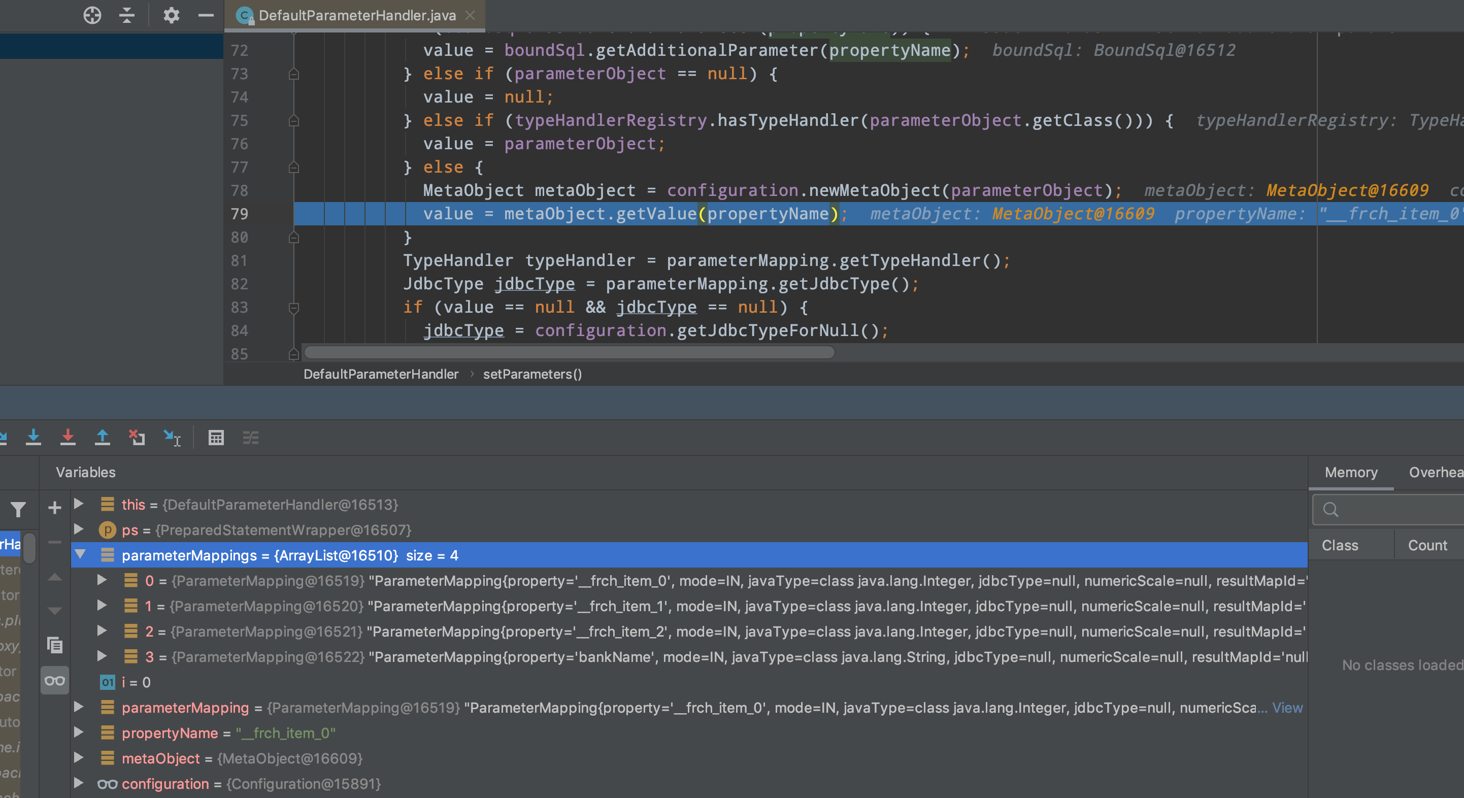 MyBatis Caused by: org.apache.ibatis.reflection.ReflectionException: There is no getter for property named '__frch_item_0' in 'class