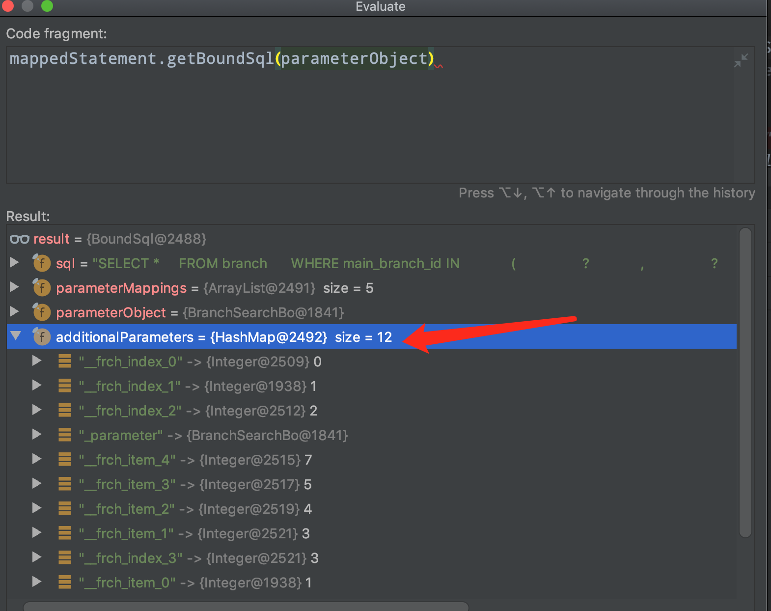 MyBatis Caused by: org.apache.ibatis.reflection.ReflectionException: There is no getter for property named '__frch_item_0' in 'class