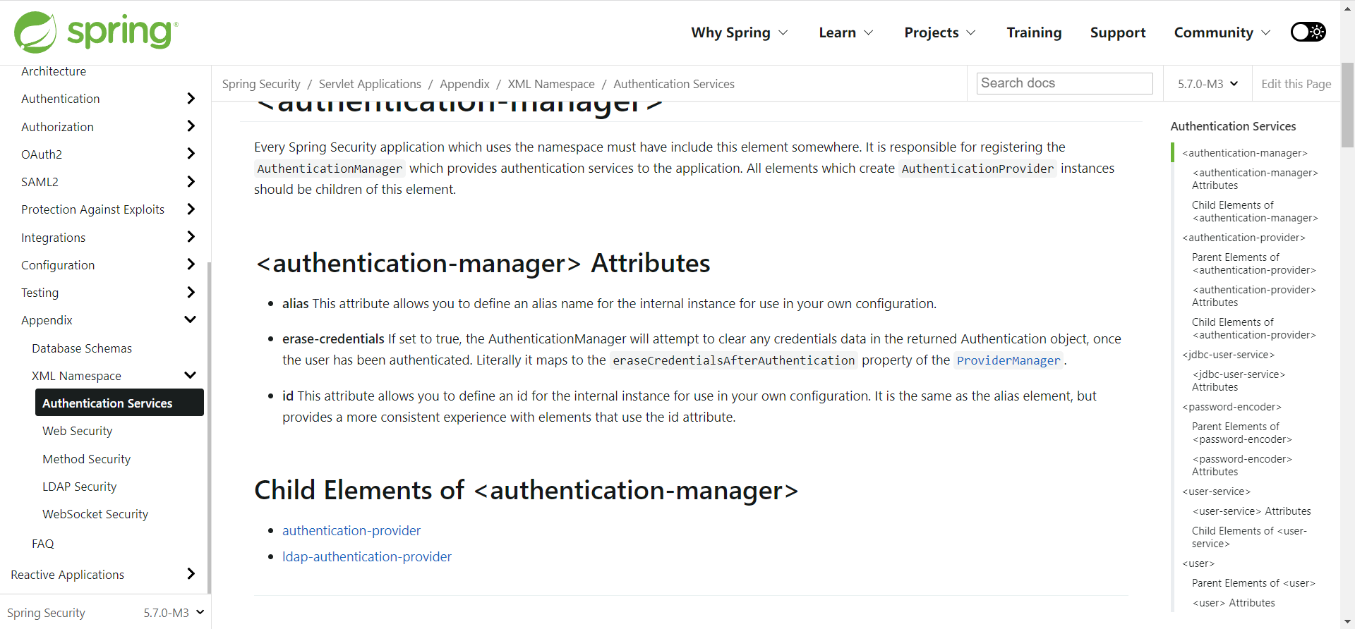 Spring Security Documentation has only an XML namespace introduction to eraseCredentialsAfterAuthentication