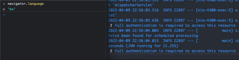 Spring Security When browser language is 'Korean', can't see korean debug message
