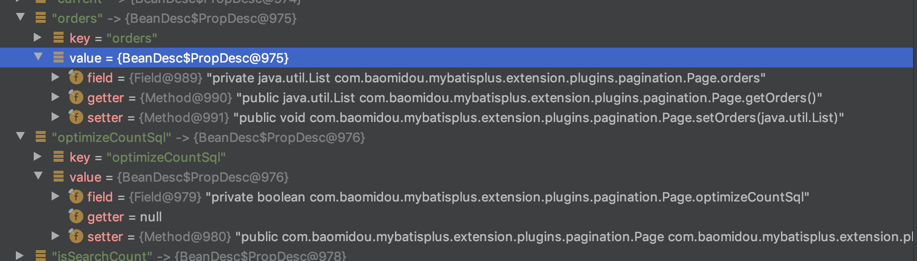 MyBatis-Plus Page<T> 简单分页模型  中optimizeCountSql 字段的set方法与lombok以及默认生成不一致,导致使用属性copy无法找到optimizeCountSql字段的set方法,导致无法进行属性复制