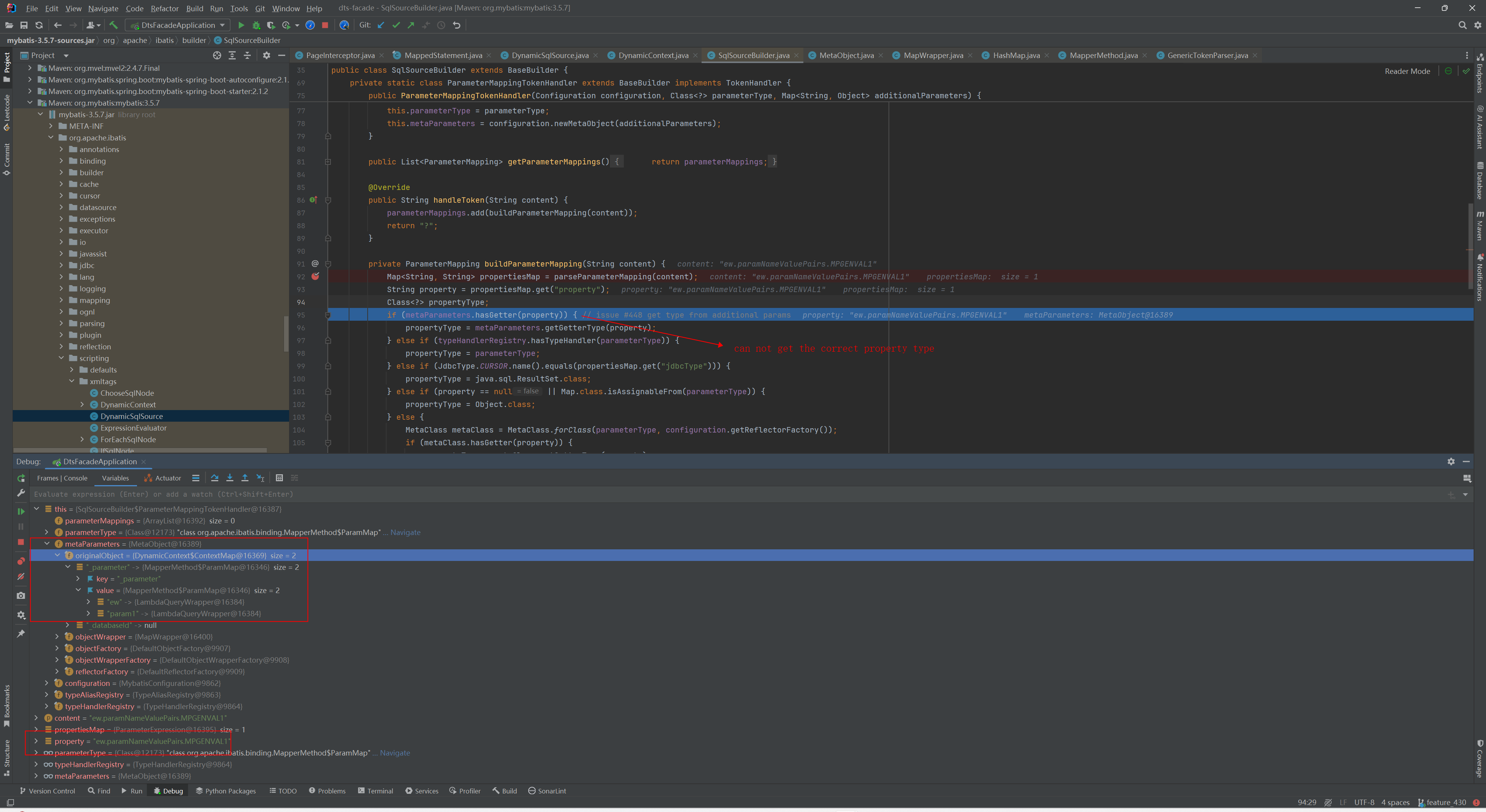 MyBatis Mybatis sqlbound parametMapping get property type failed