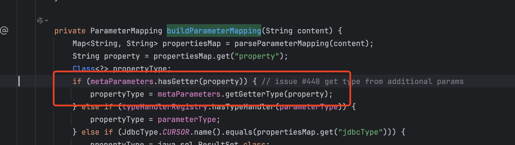 MyBatis Mybatis sqlbound parametMapping get property type failed