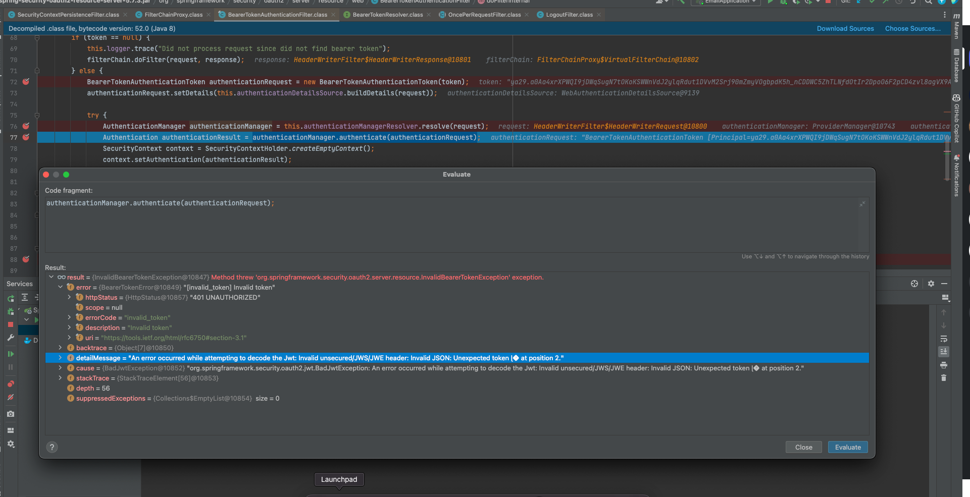 Spring Security Spring Oauth2 Resource Server Invalid Bearer Token Exception