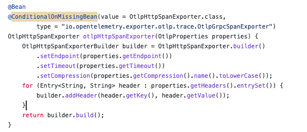 SpringBoot OtlpAutoConfiguration should check for presence of anyio.opentelemetry.sdk.trace.export.SpanExporter instance for conditional bean creation