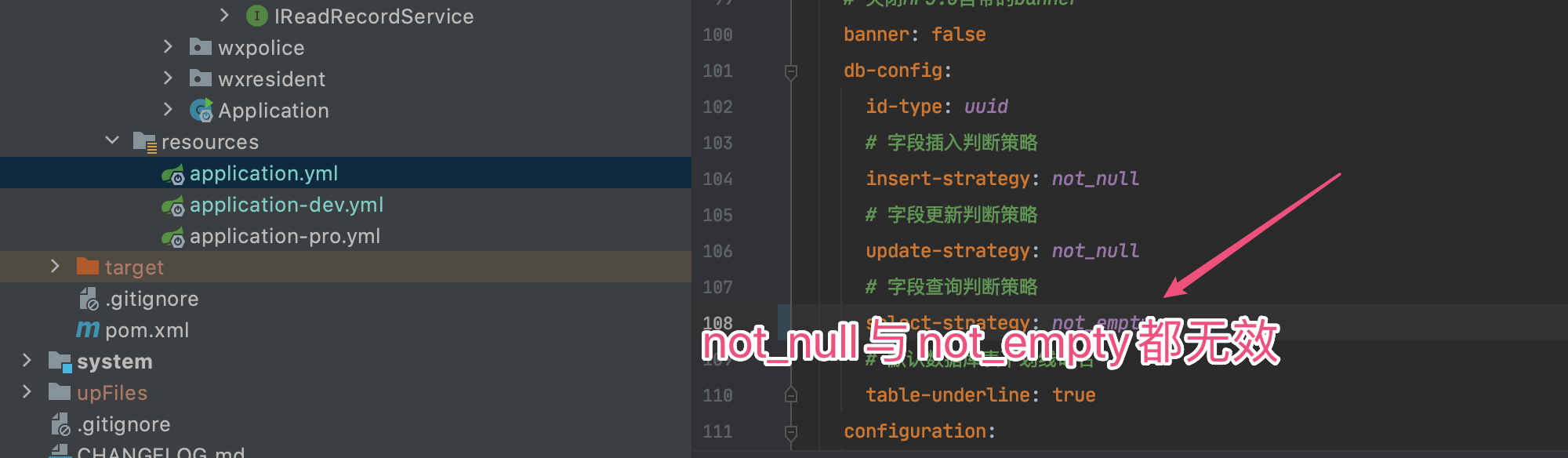 MyBatis-Plus 分页条件构建有问题，我已经设置了字段查询判断策略为not_empty，为啥分页还是会构建进去(默认分页方法)