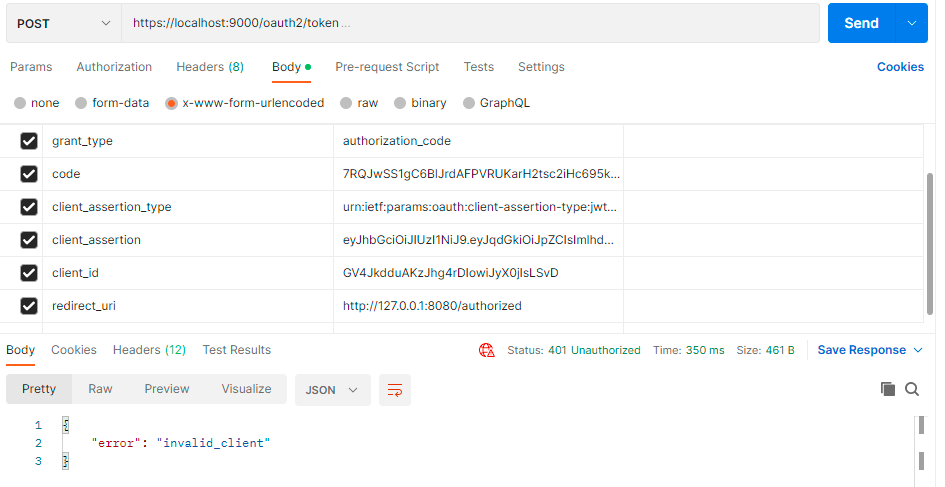 Spring Security Unable to get access_token, Refresh token using client_assertion in Spring oauth2 Server