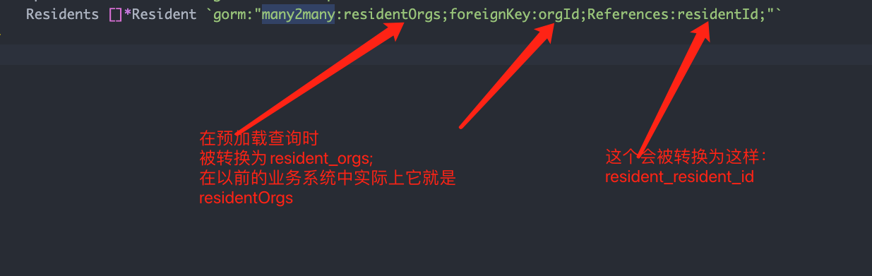 Gorm many2many 的连接表不支持驼峰表名称，自动进行转换为蛇形