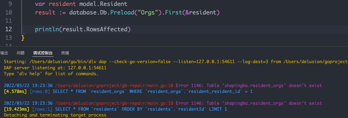 Gorm many2many 的连接表不支持驼峰表名称，自动进行转换为蛇形