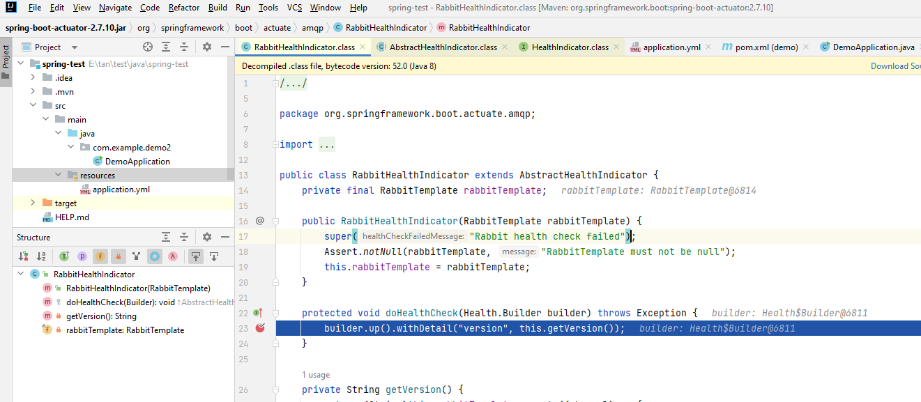 SpringBoot Health checked for RabbitMQ even if haven't instance about RabbitMQ