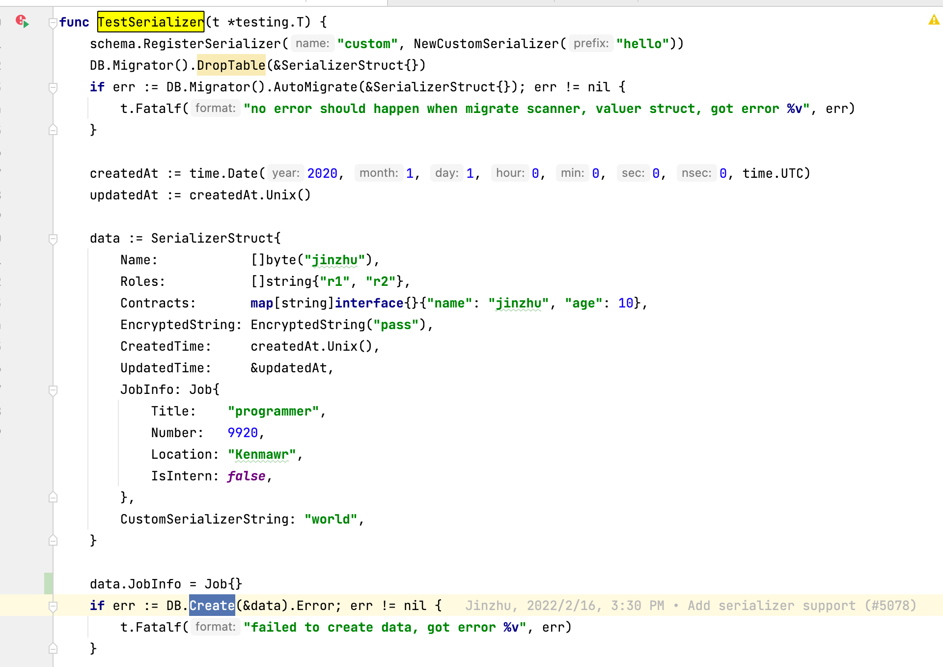 Gorm 创建时，如果包含设置了 Serializer 并且为空的值，会报错