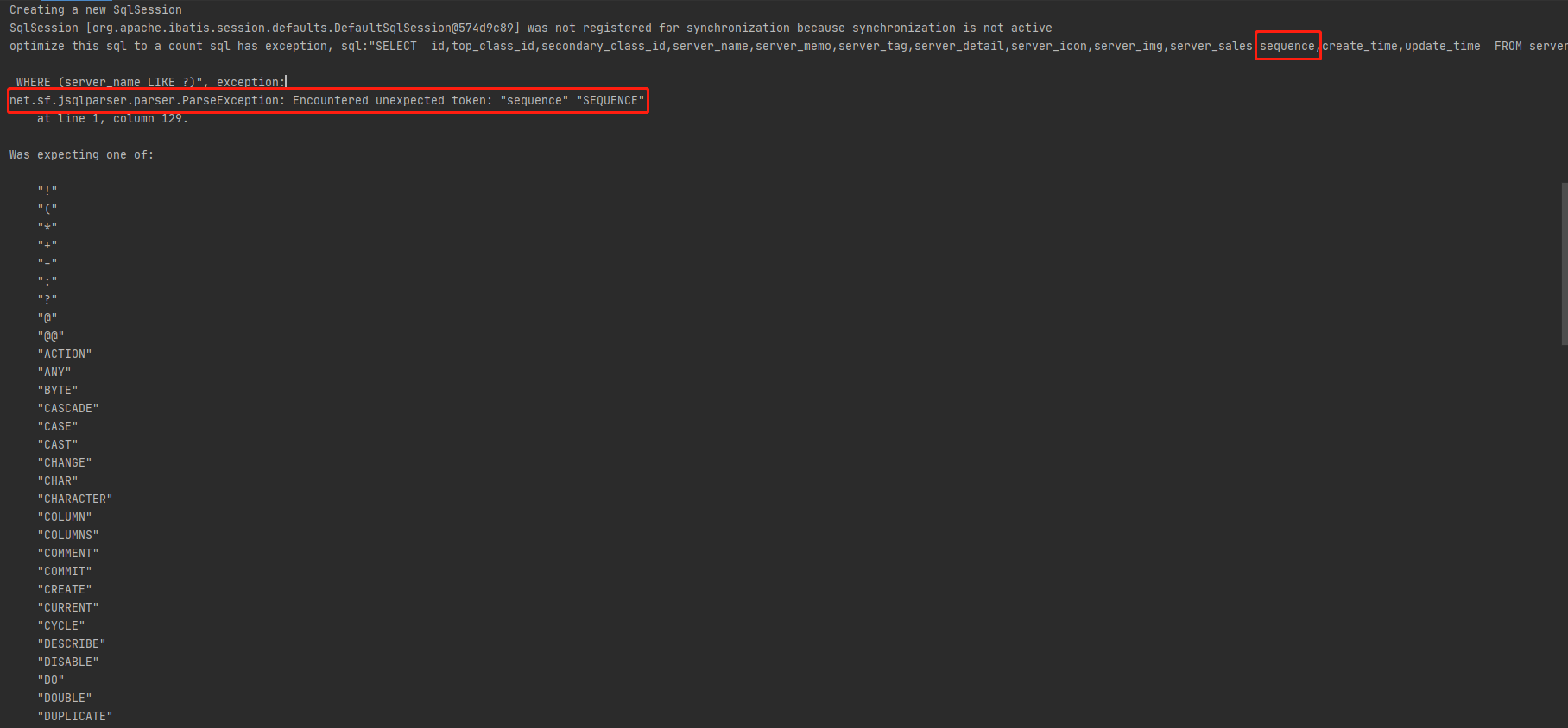 MyBatis-Plus 如果表中存在名为sequence的字段，使用page进行分页查询会提示异常