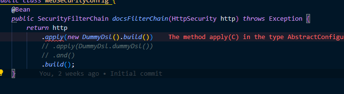 Spring Security Add with() method to apply Custom DSLs returning the builder