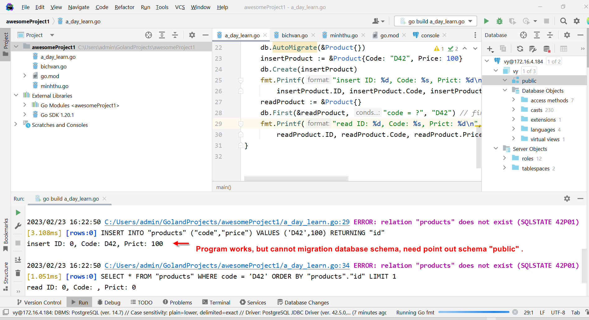Gorm Question: Postgres schema name
