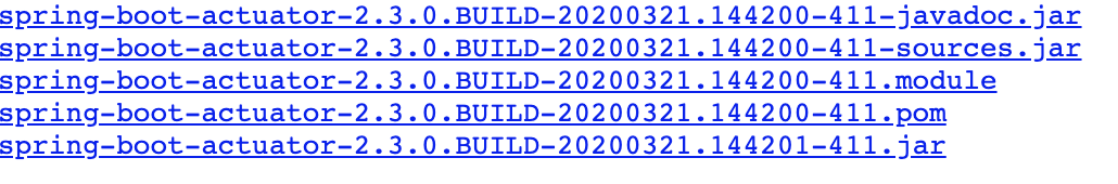 springboot Actuator 2.3.0 SNAPSHOT version is not resolvable