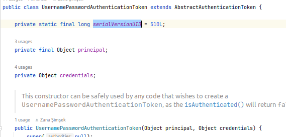 Spring Security SEC-1709: AbstractAuthenticationToken does not define a serialVersionUID