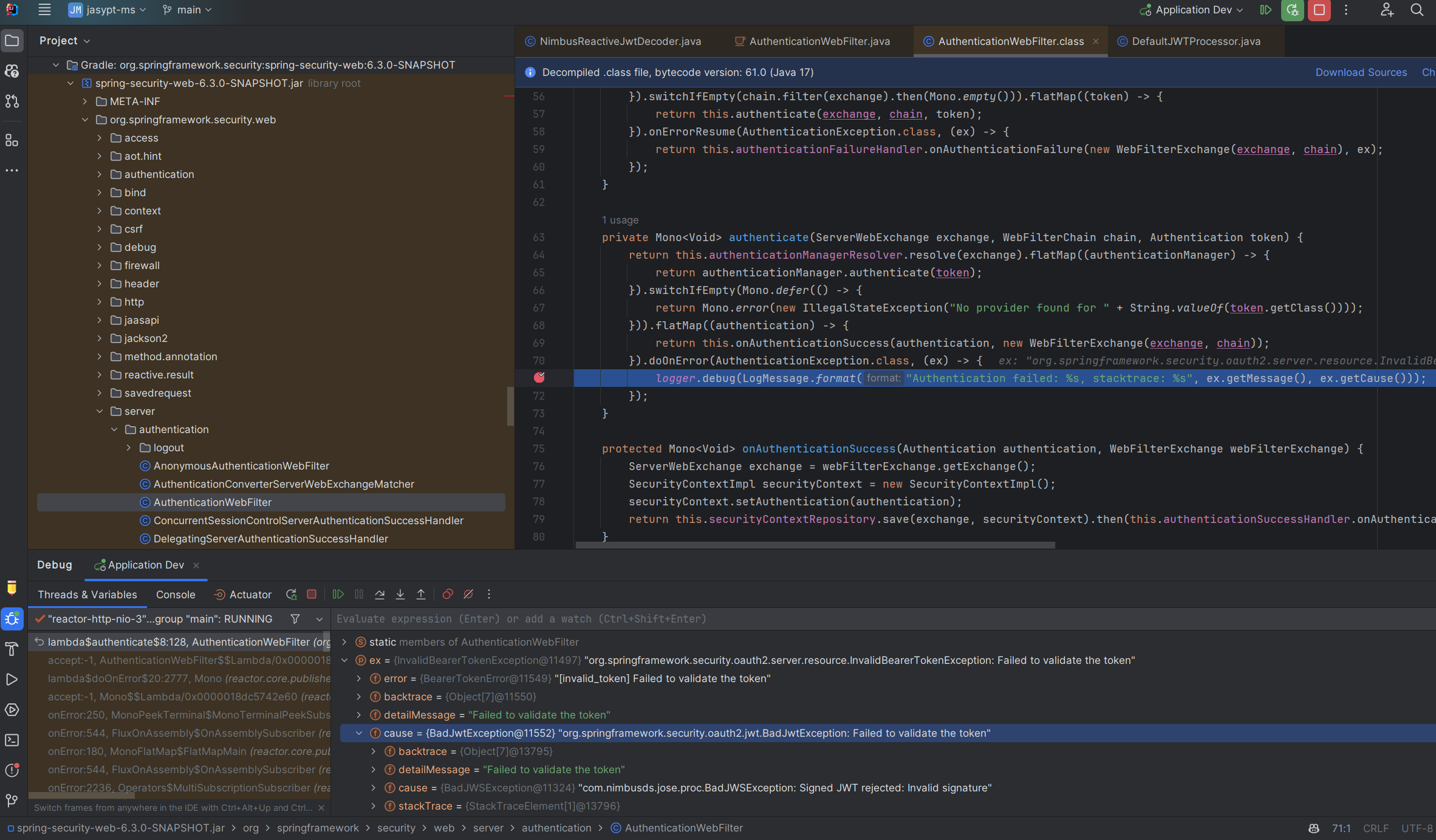 Spring Security Improve logging in NimbusReactiveJwtDecoder