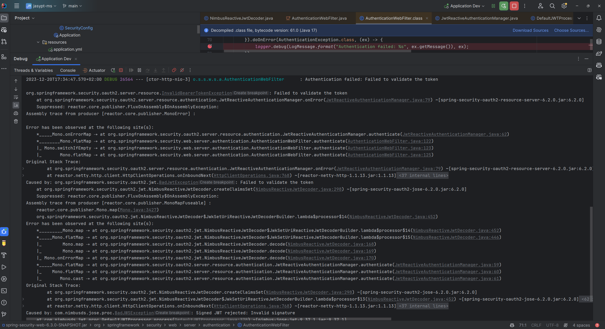 Spring Security Improve logging in NimbusReactiveJwtDecoder