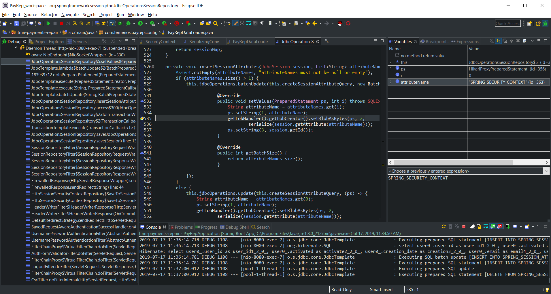 Entry_point_JDBCOperationsSessionRepository 