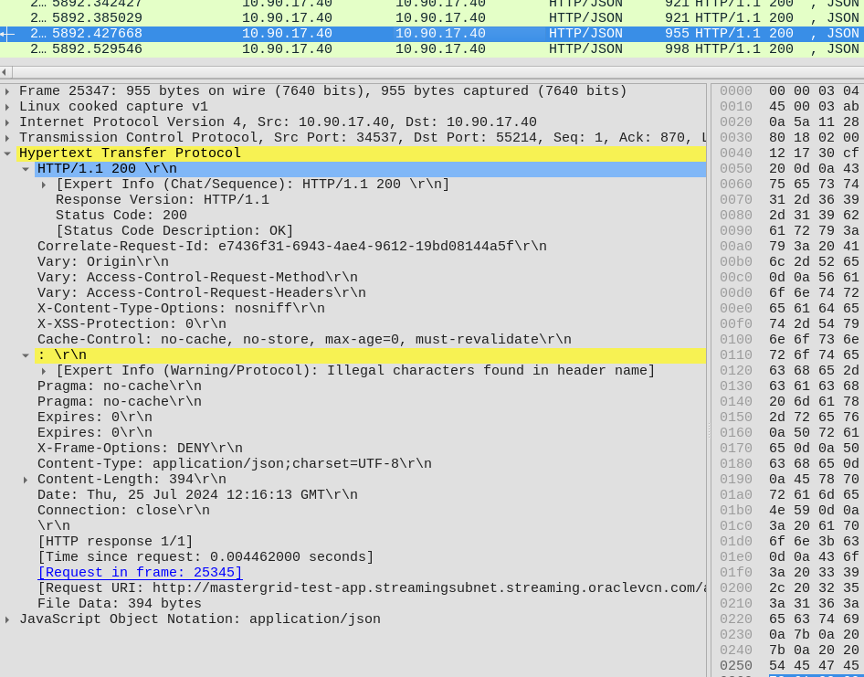 Spring Security Webservice returns invalid response containing Empty Headers (