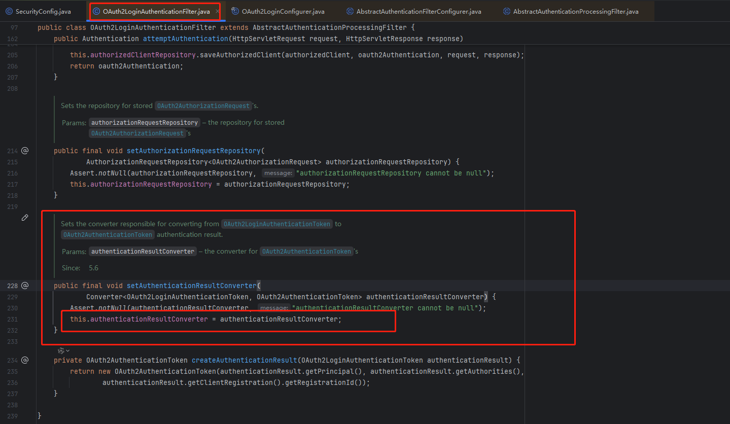 Spring Security Where should i config OAuth2LoginAuthenticationFilter with property authenticationResultConverter?