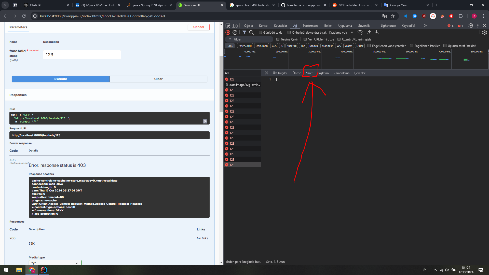Spring Security 403 error handling problem without body for forbidden endpoints 
