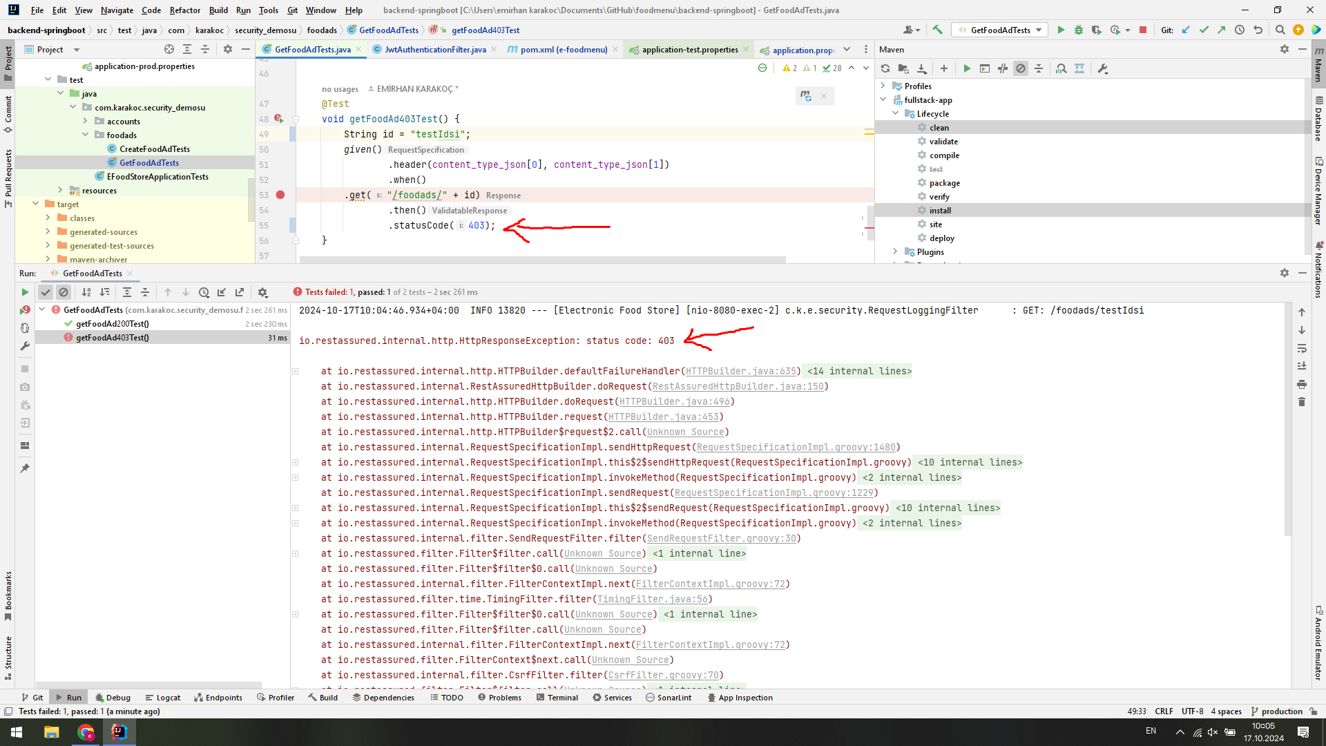 Spring Security 403 error handling problem without body for forbidden endpoints 