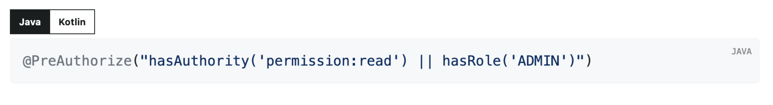Spring Security Fix Rendering of SpEL expression example Tabs in method security Documentation