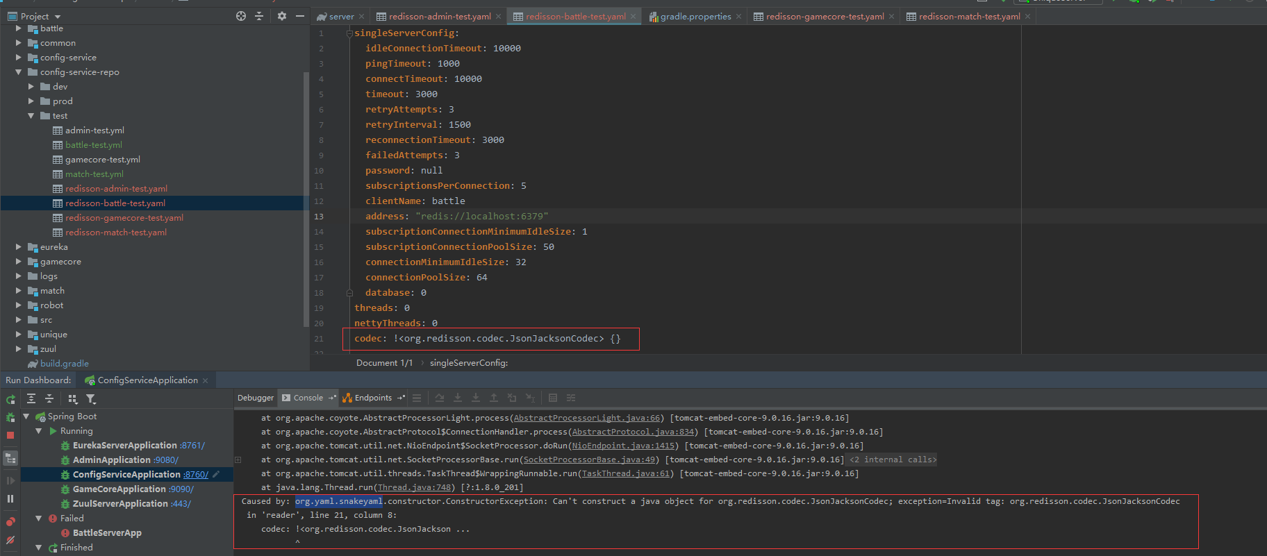 Spring Cloud Config Can't construct a java object for org.redisson.codec.JsonJacksonCodec; exception=Invalid tag: org.redisson.codec.JsonJacksonCodec