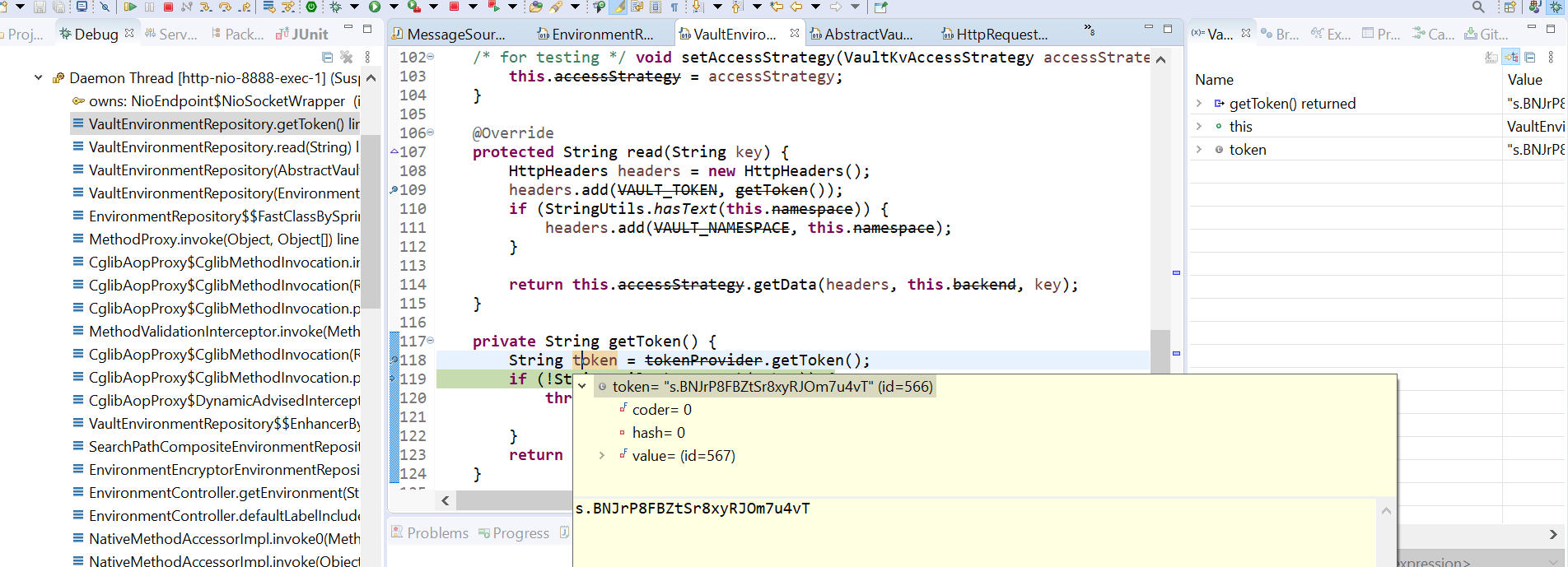 VaultTokenGetsPassedAtStartupWithSameHeaderX-Config-Token