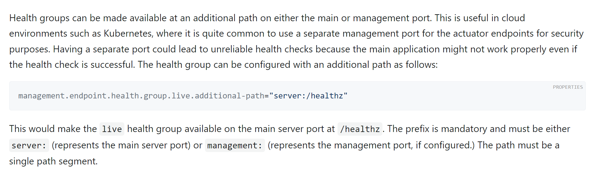 SpringBoot Improve Kubernetes liveness and readiness probes customization documentation