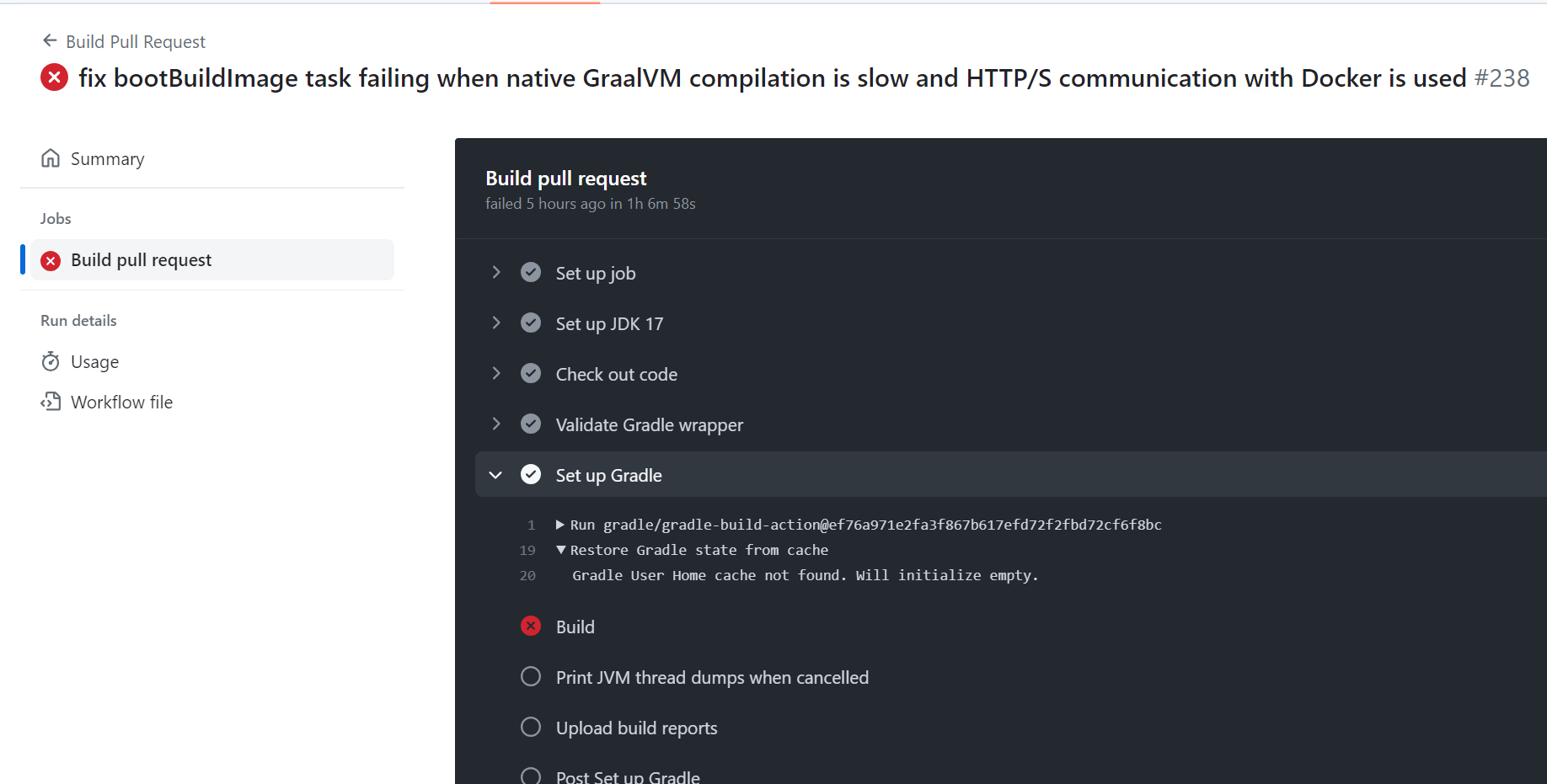 SpringBoot fix bootBuildImage task failing when native GraalVM compilation is slow and HTTP/S communication with Docker is used