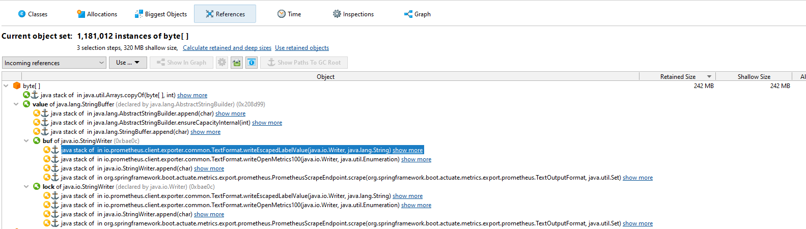 SpringBoot OutOfMemory when use spring-boot-actuator with prometheus