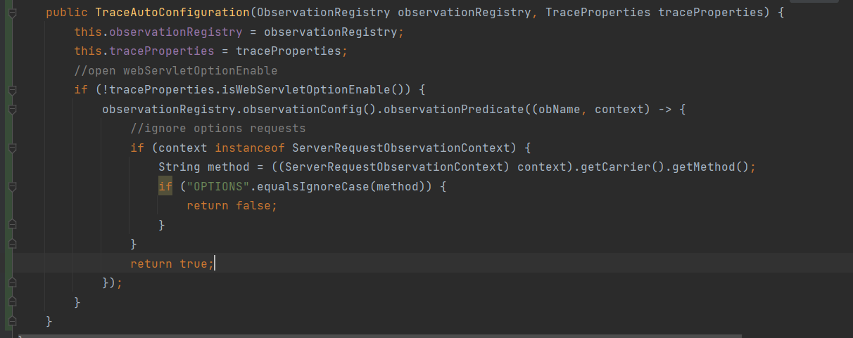 Spring I don't want option request going trace