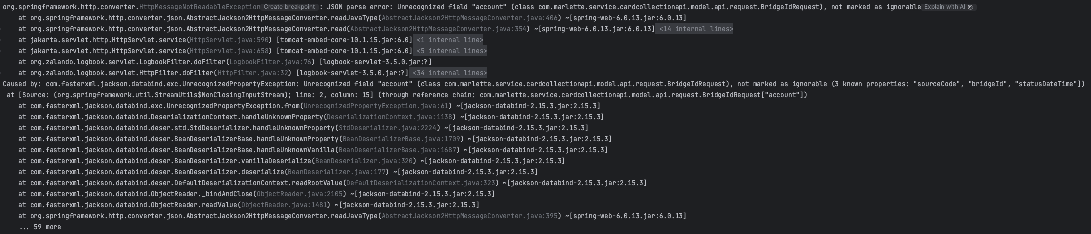 SpringBoot spring.jackson.deserialization.fail-on-unknown-properties Not Working
