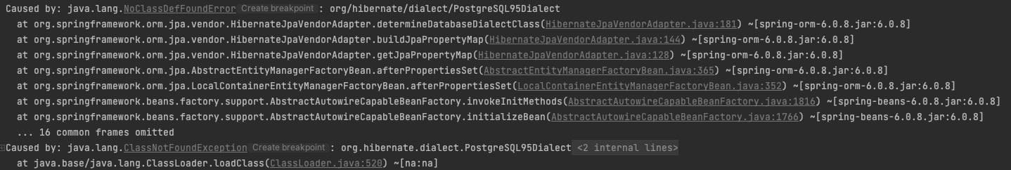 Spring Spring Boot 3.1.0-RC1 > Spring ORM uses PostgreSQL95Dialect which has been deleted from hibernate-core
