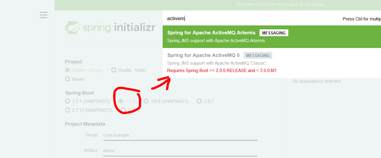 SpringBoot Reintroduce support for ActiveMQ