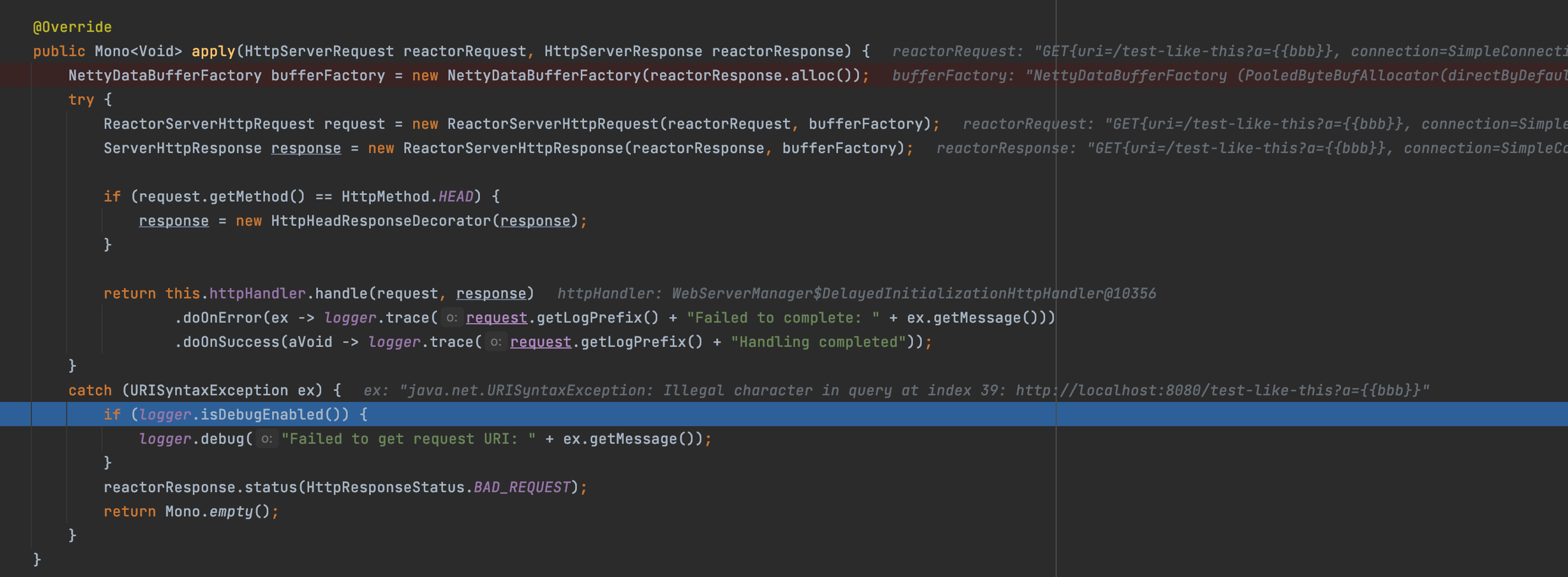Spring Support parse Illegal character in query at ReactorServerHttpRequest