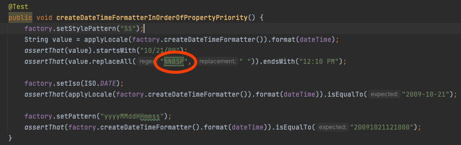 Spring Ensure createDateTimeFormatterInOrderOfPropertyPriority test pass when openjdk version 21-ea