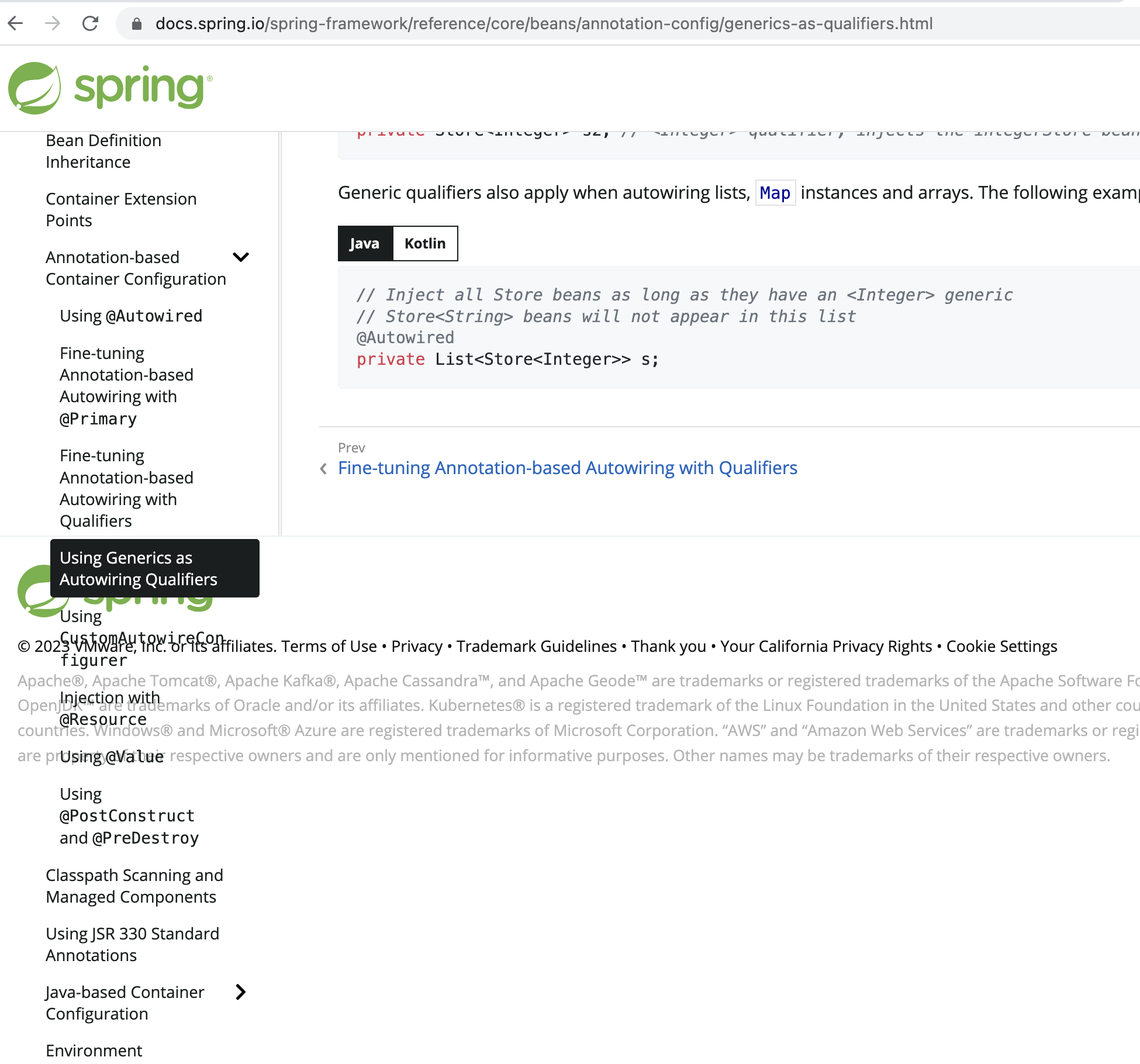 Spring Documentation: Fix CSS Rendering Issue