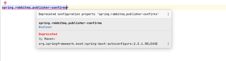 SpringBoot Remove spring.rabbitmq.publisher-confirms from additional metadata