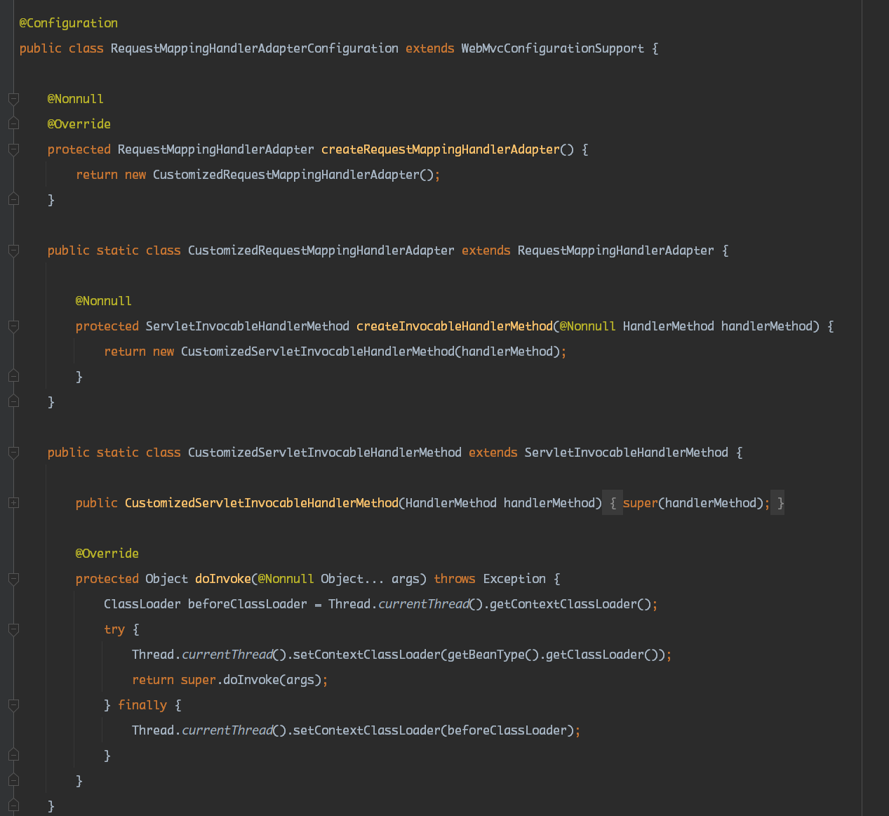 Spring Switching thread context classloader during mvc method execution