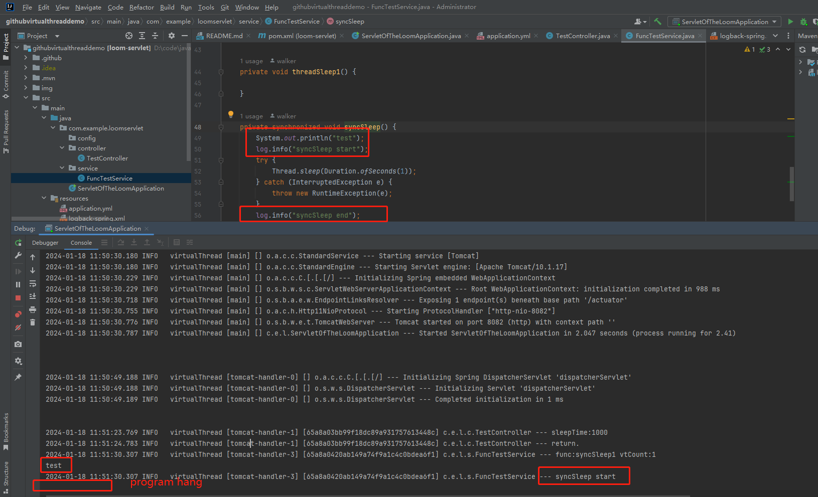 SpringBoot springboot http handler was hang in debug-virtualthread mode