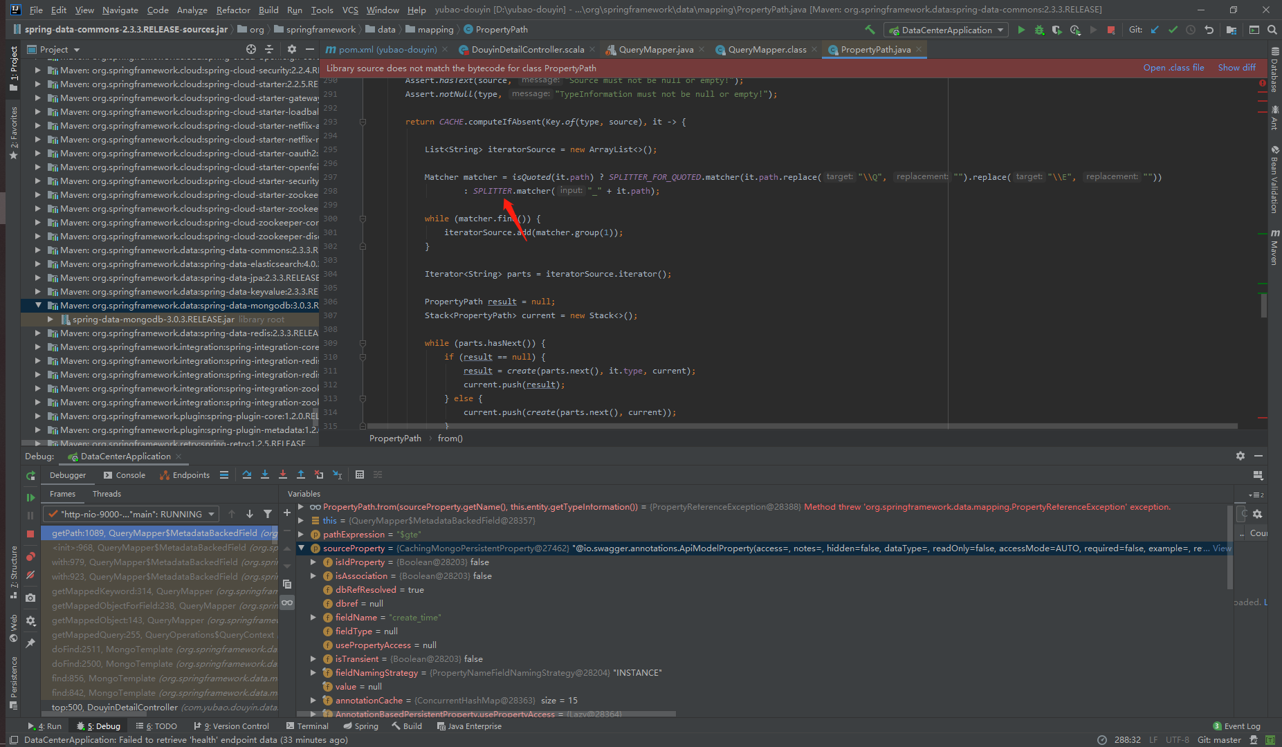 SpringBoot spring-data-mongodb 3.0.3 getPath doesn't try catch