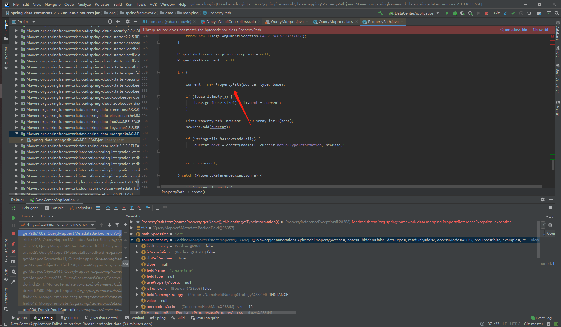 SpringBoot spring-data-mongodb 3.0.3 getPath doesn't try catch