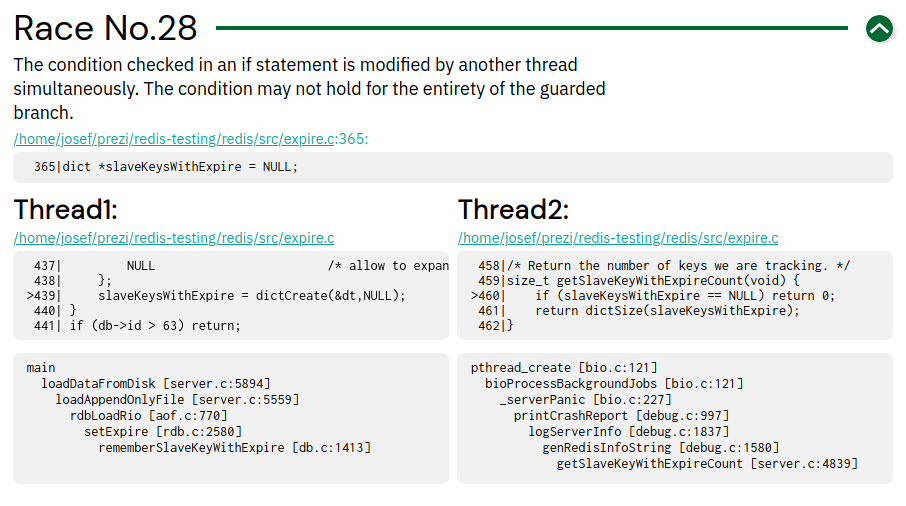 Redis Potential Data Races Detected by Static Code Scanner