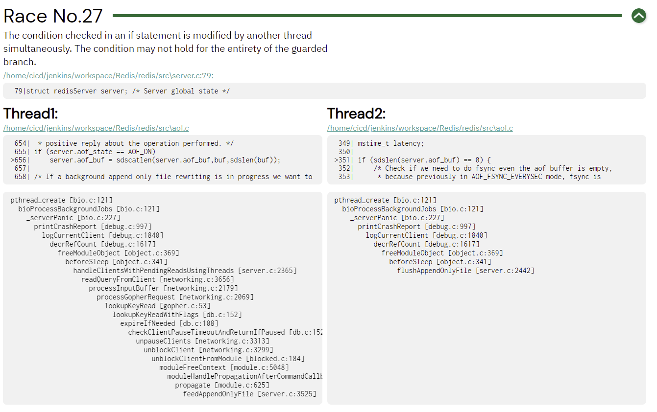 Redis Potential Data Race Detected by Static Code Scanner