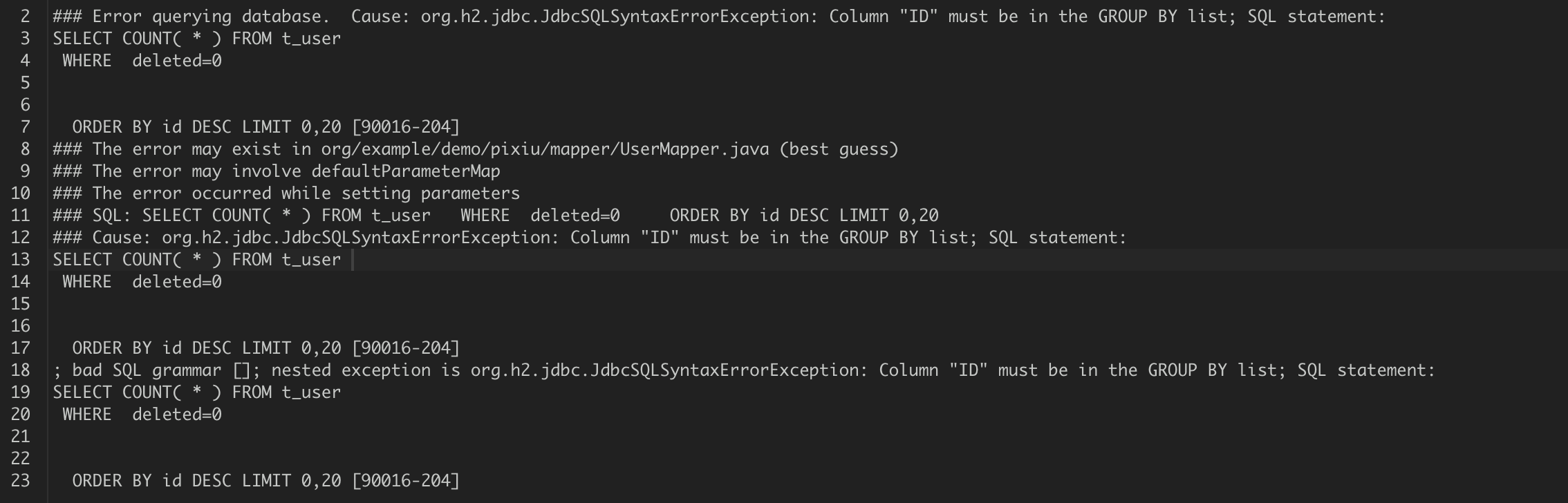MyBatis-Plus springboot + mybatis-plus 3.4 use H2 database query error!